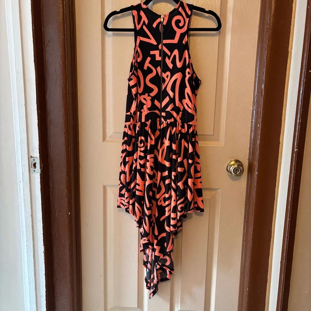 Black and Orange Sleeveless Dress